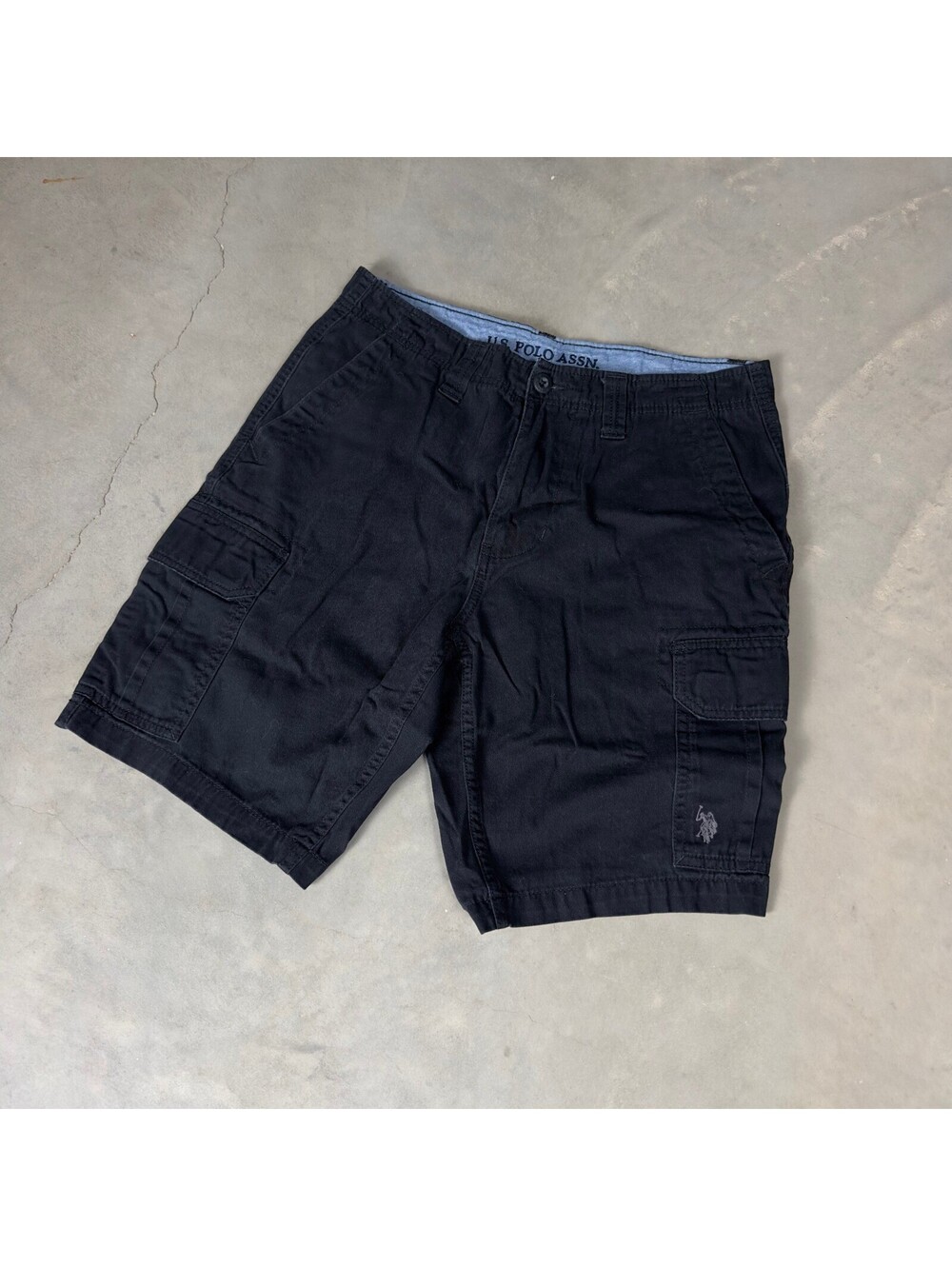 US Polo Assn Cargo Shorts Mens 32 Black Utility Baggy Skater